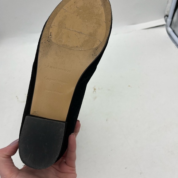 Anonymous Copenhagen Women’s Tiffy Black Genuine Suede Peep Toe Flats - Picture 9 of 12